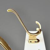 Vintage wall coat rack with 3 hooks in gold anodized aluminum