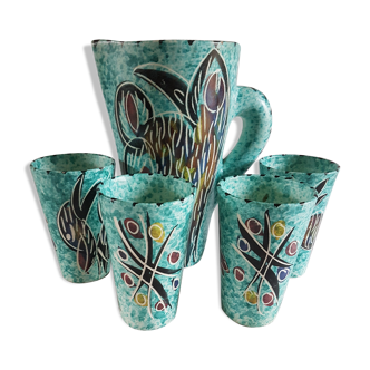 Orangeade set signed Borty, Vallauris, 50's