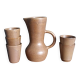 Cider or orangeade service Digoin, jug and stoneware glasses.