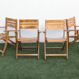 4 vintage folding garden armchairs – French work 1970-80
