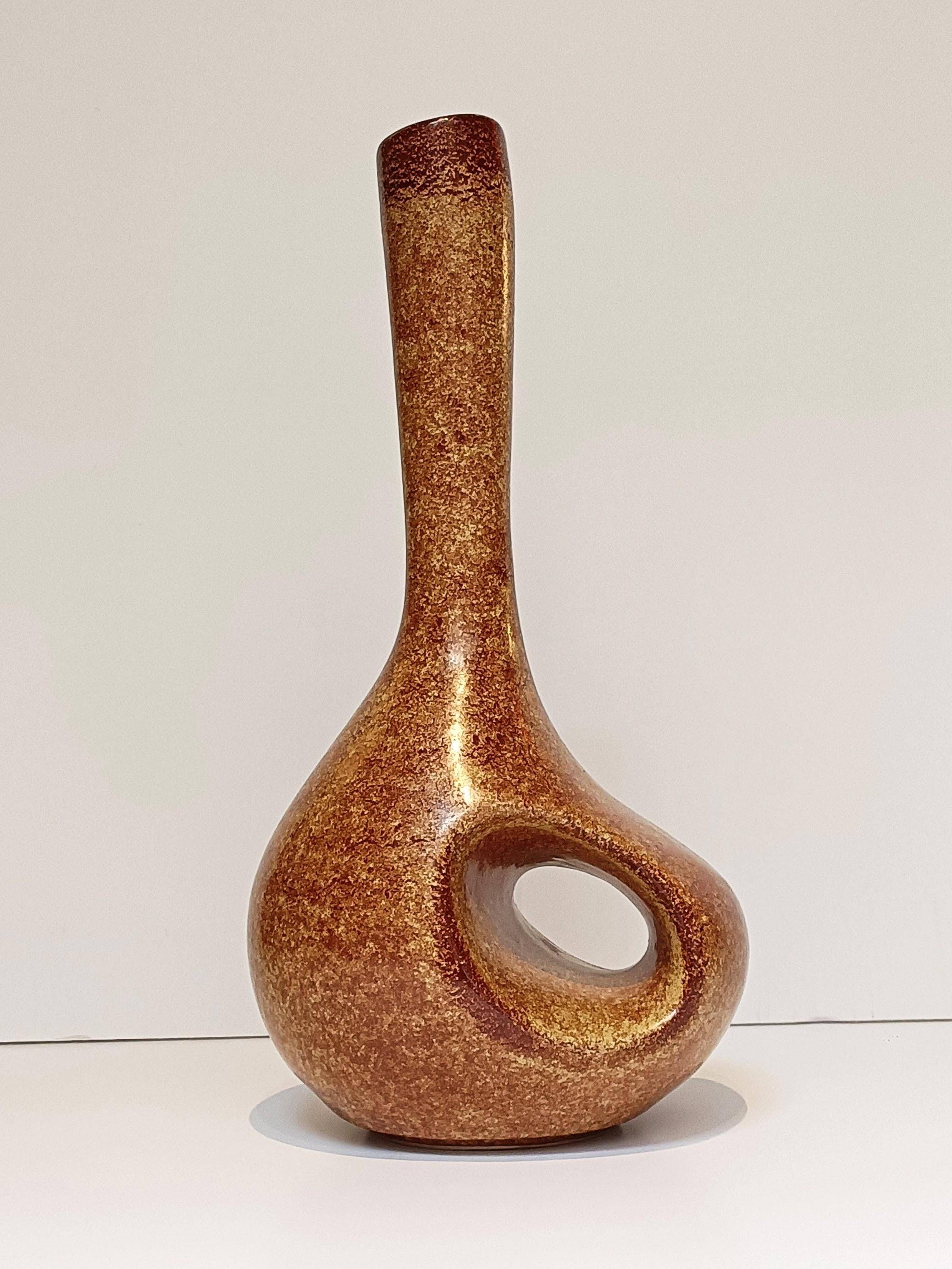 Mid Century Bertoncello by Roberto Rigon Sculptural Ceramic Vase, Italy, 1960s