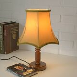 Large Vintage Bedside Lamp / French Style Table Light / Gold Textile Shade