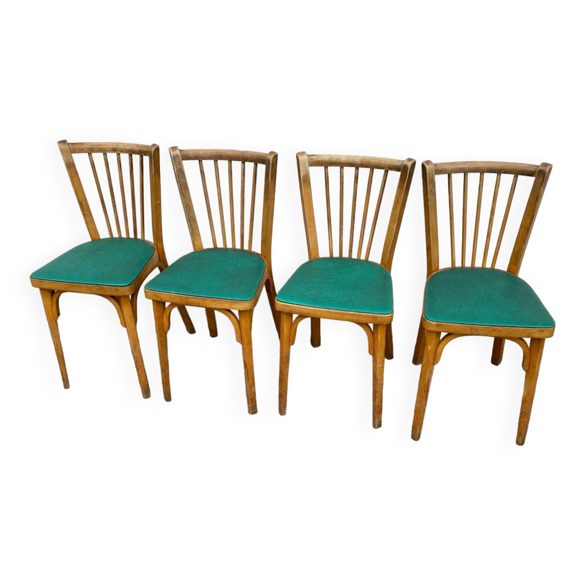 Set of 4 green Baumann 153 chairs