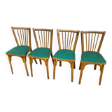 Set of 4 green Baumann 153 chairs