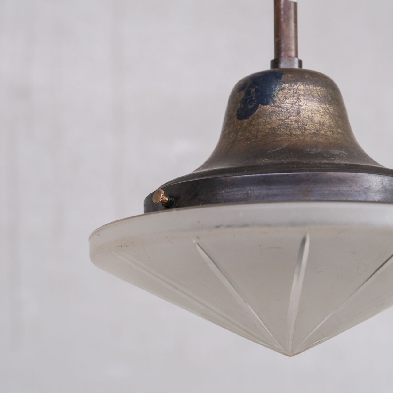 Small Antique Brass and Glass Pendant Light