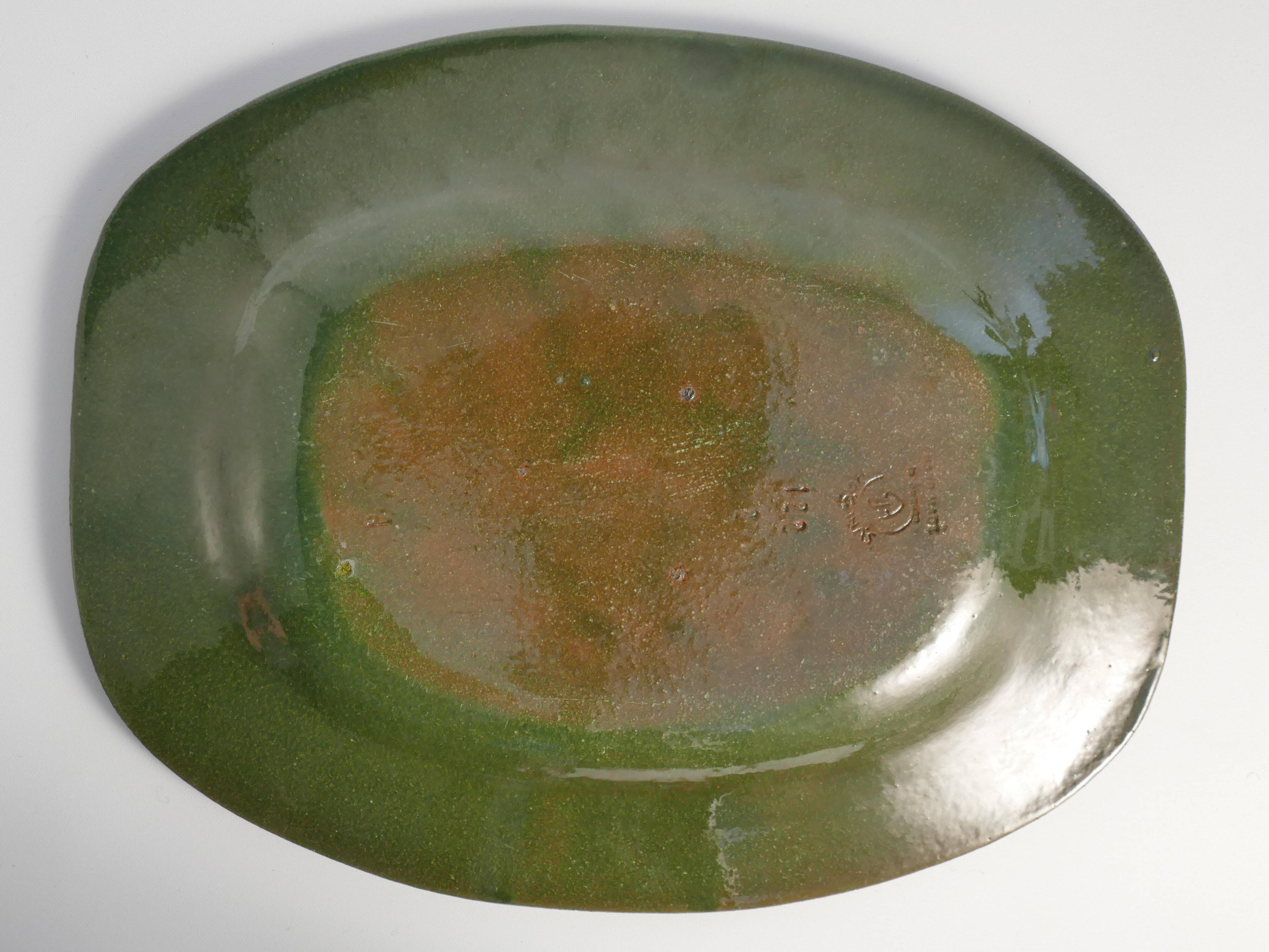 Emerald Green Stoneware Dish by Andersson & Johansson, Höganäs, Sweden