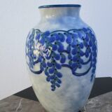 Camille Tharaud Limoges France vase porcelain emaillee decor foliage Art Deco