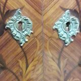 Low bronze marquèterie and marble top