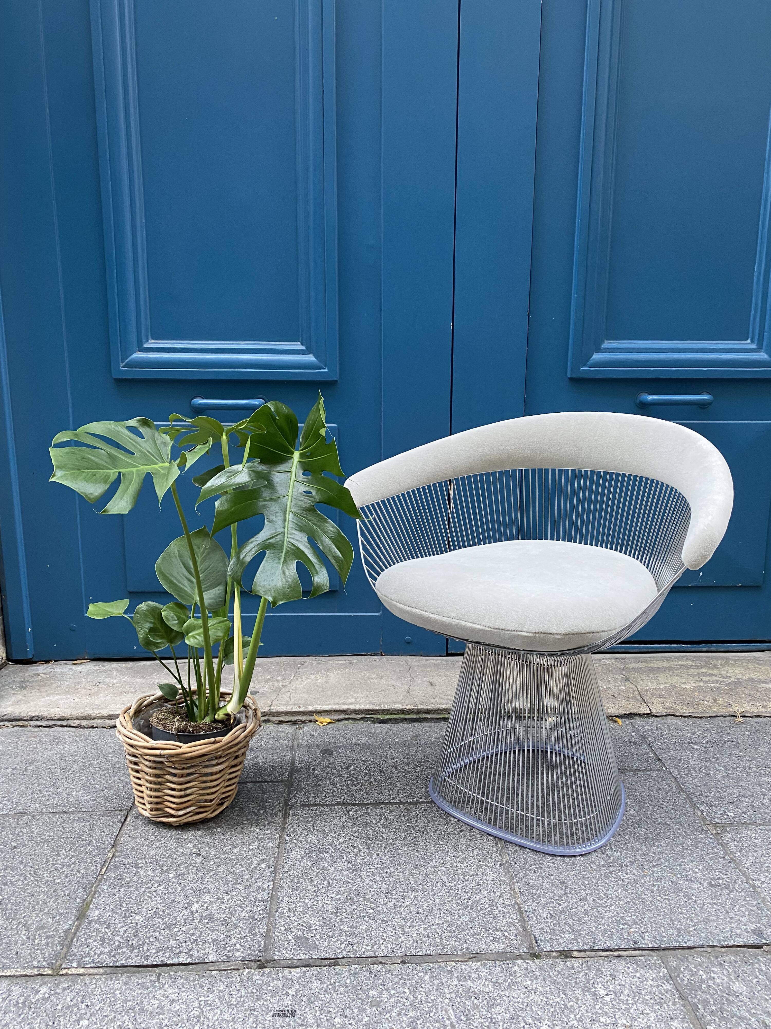 Velvet armchair by Warren Platner for Knoll