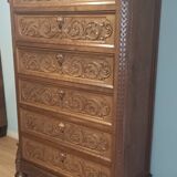 Commode à tiroirs ancienne en noyer italien du XIXe siècle
