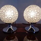Glass Bubble Table Lamps, 1970s, Set of 2