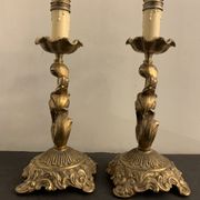 Pair of legs of bronze lamps rocaille style