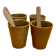 Ensemble de 4 tasses verres gobelets en grès Digoin et cuillères en bois