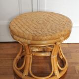 Low rattan stool and vintage canning