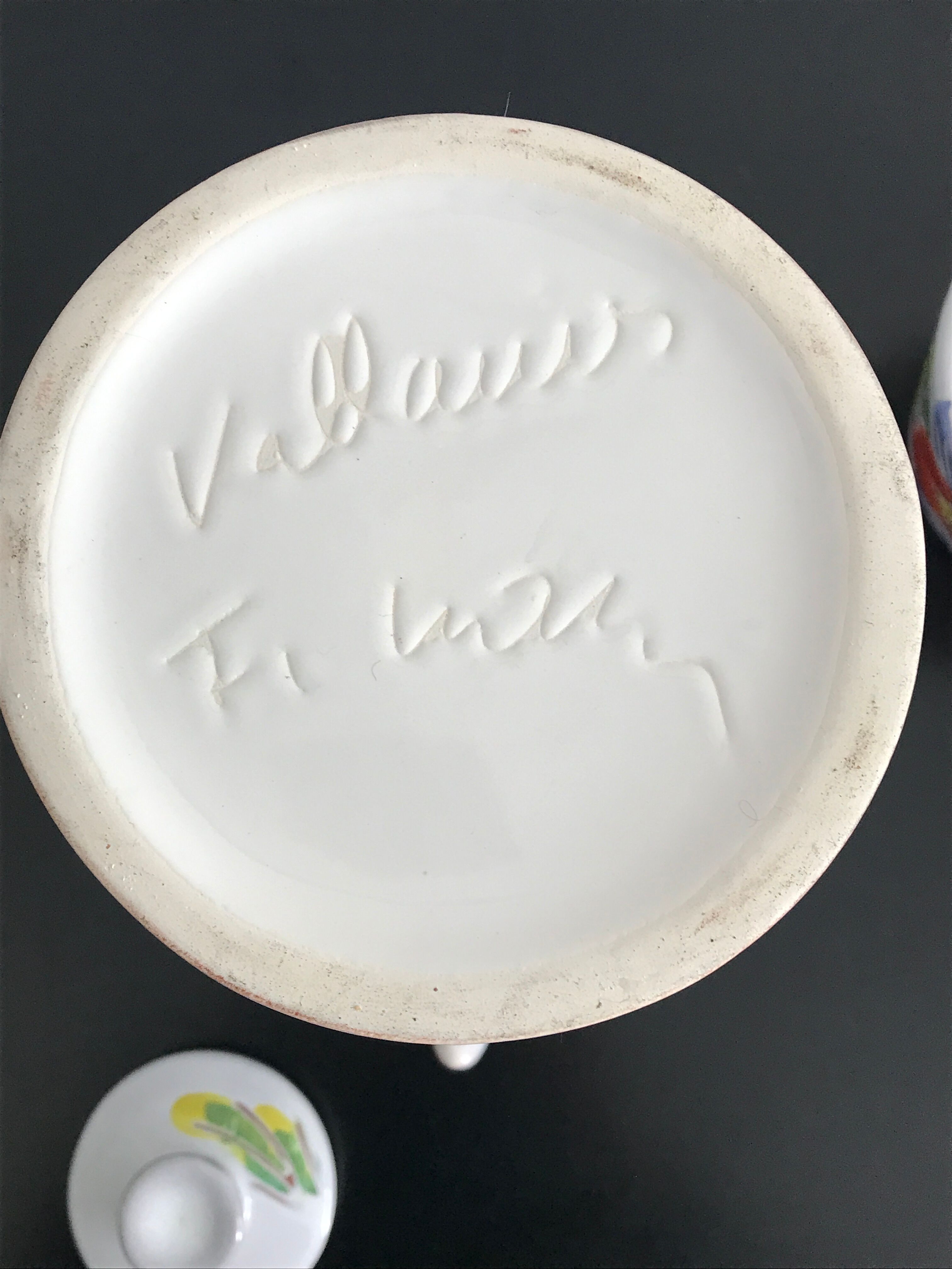 Vallauris coffee service engraved and hand painted - coffee maker and sugar pot fleuris vallauris