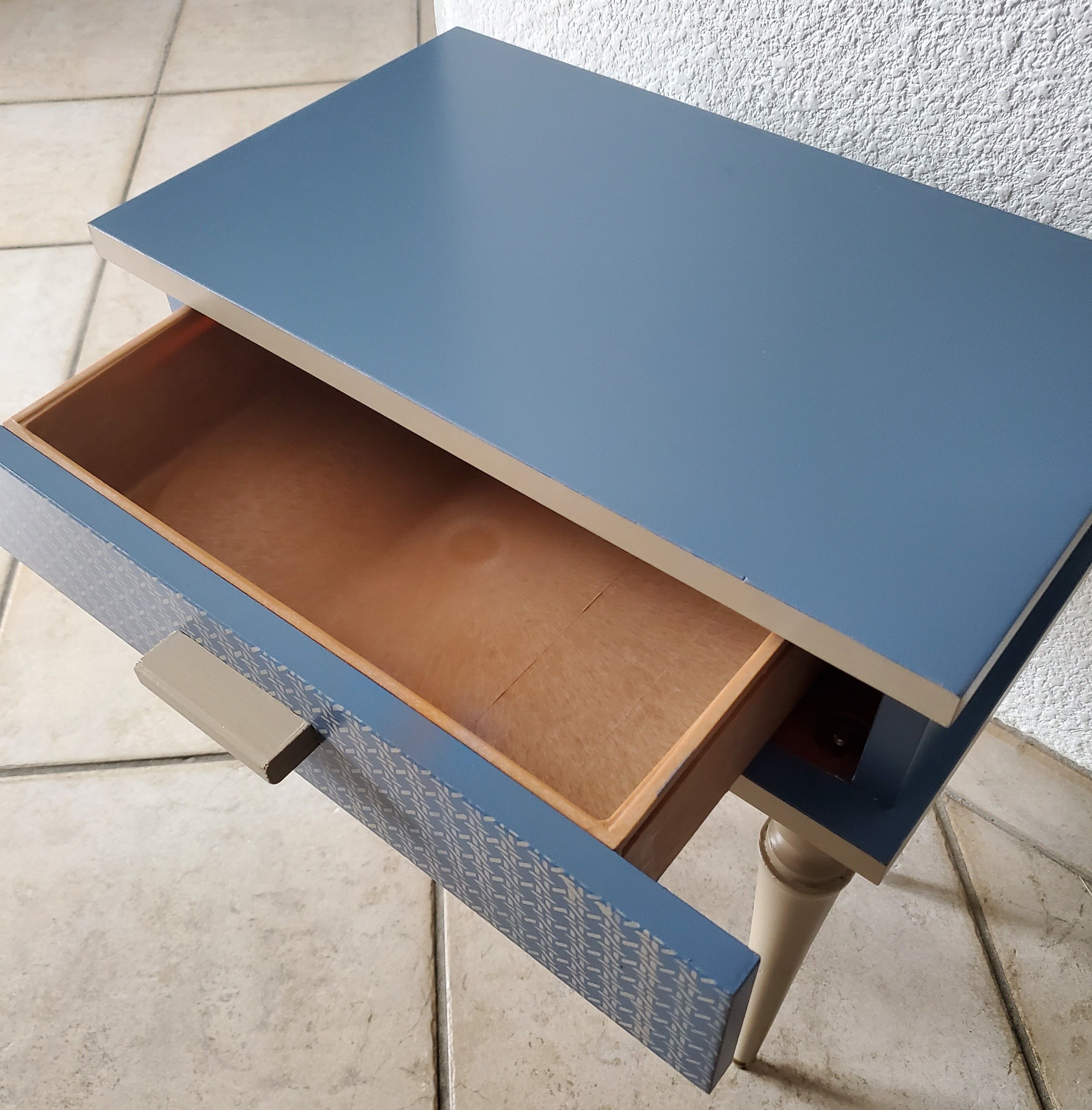 Vintage bedside blue restyled