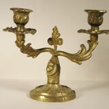Two-branched candlestick in gilded bronze