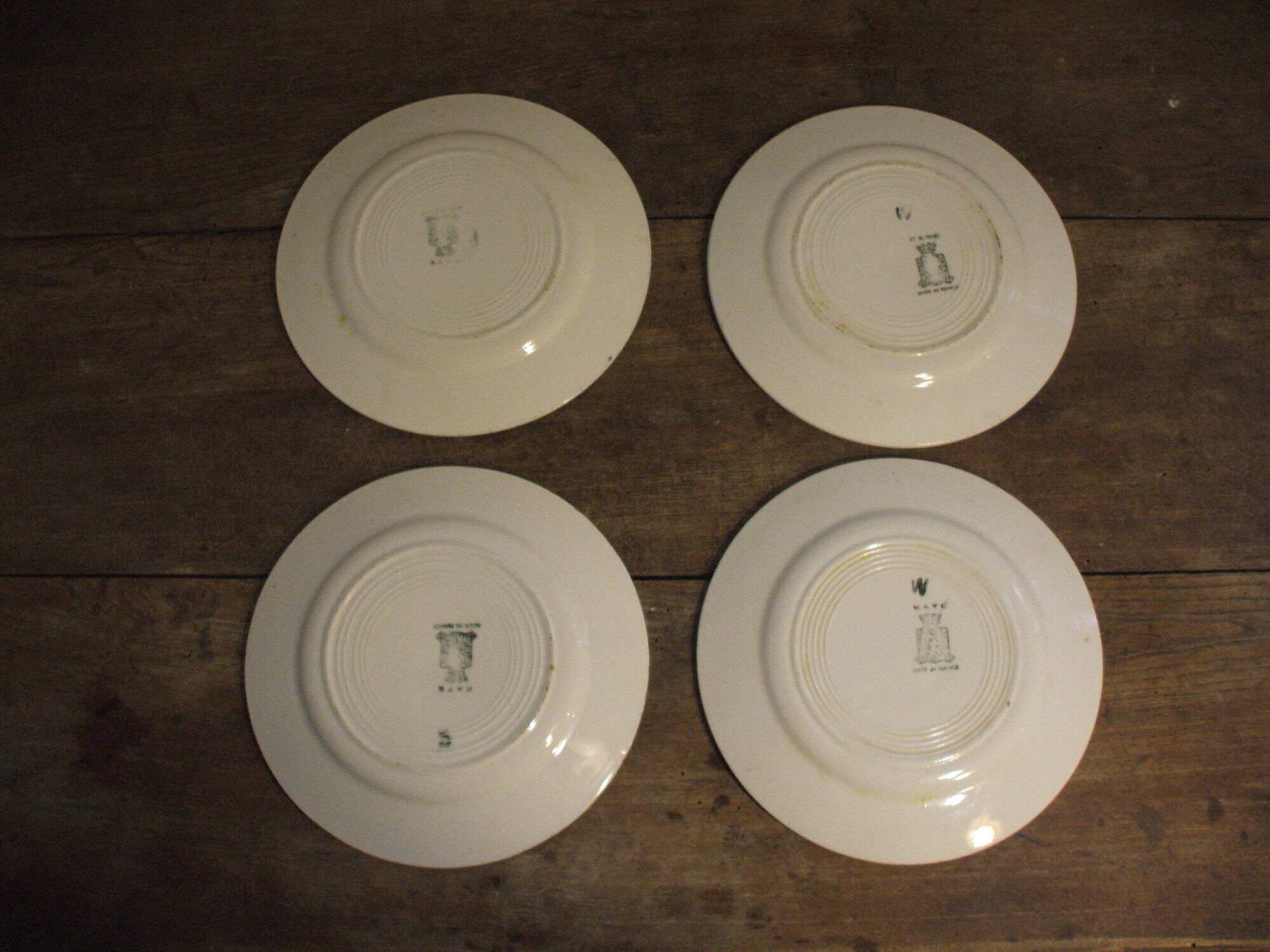 Set of 4 plates to dessert "Niderviller", blue flowers decoration