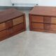Pair of vintage Scandinavian design modules, bedside table, chest of drawers, sideboard, table.