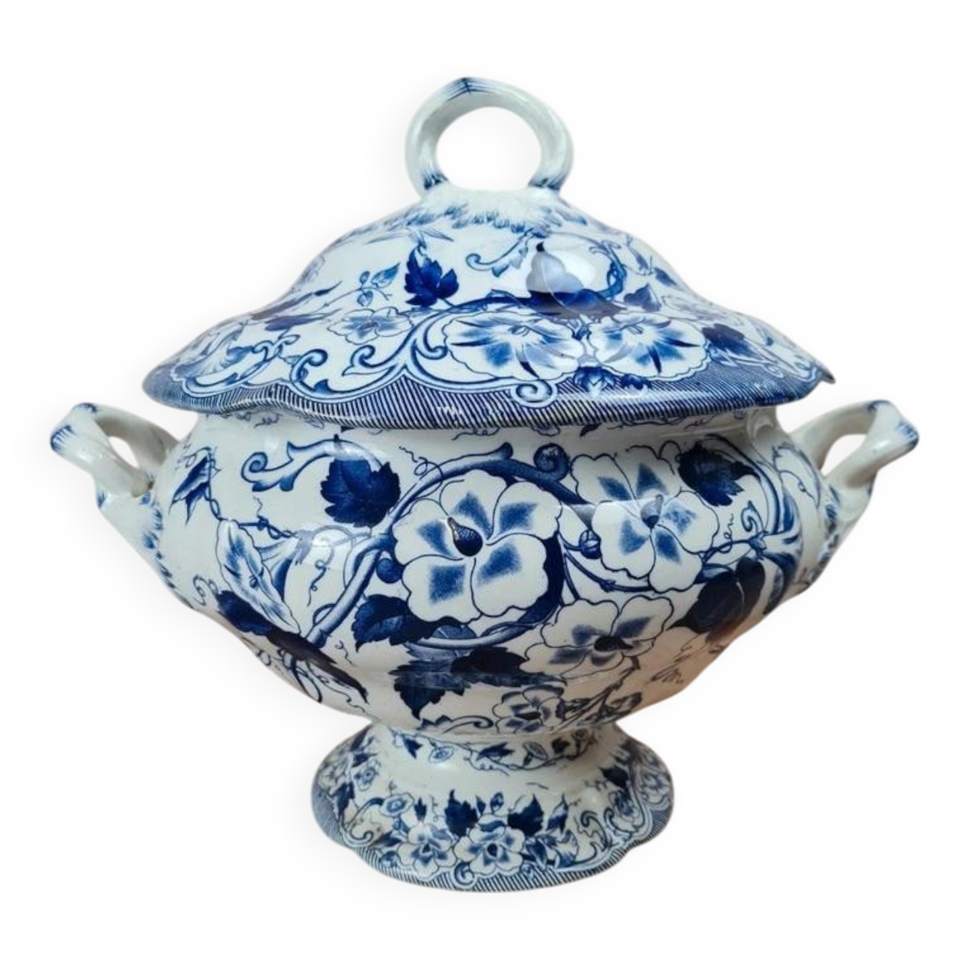 Large antique soup tureen Creil & Montereau – Flora model