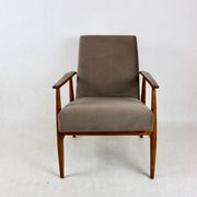 Fauteuil Lis, années 1970, velours marron chocolat clair Jade