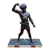 Sculpture en bronze "man in chains" sur marbre 55cm