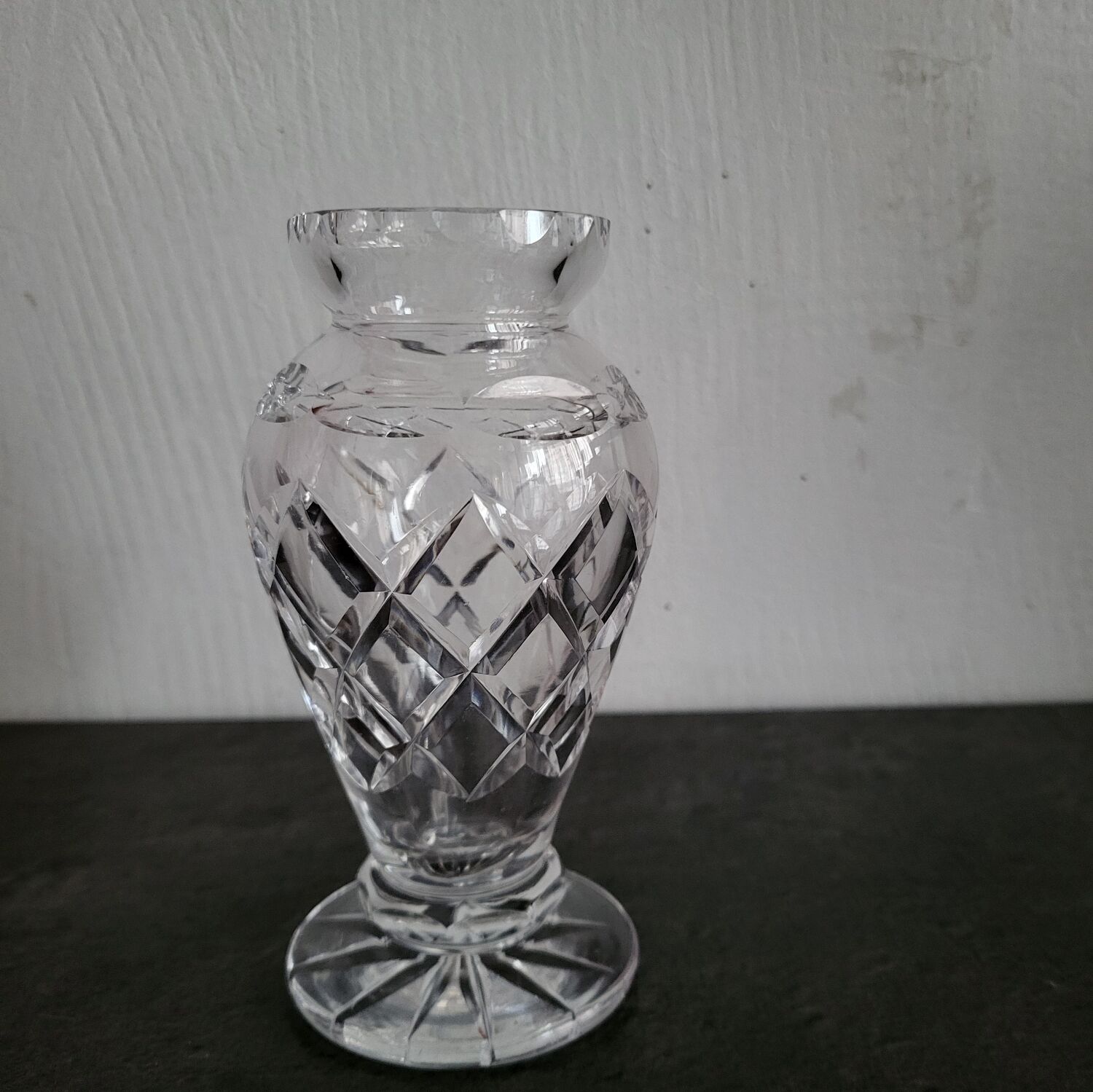 Vintage Bohemian crystal vase in excellent condition.
