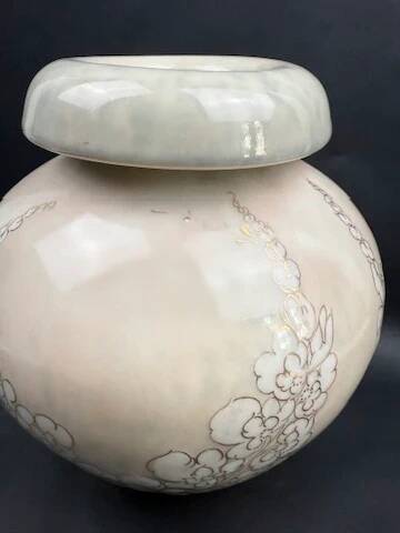 Tharaud Limoges vase with gilded floral decoration and enamelled porcelain – H 26 cm
