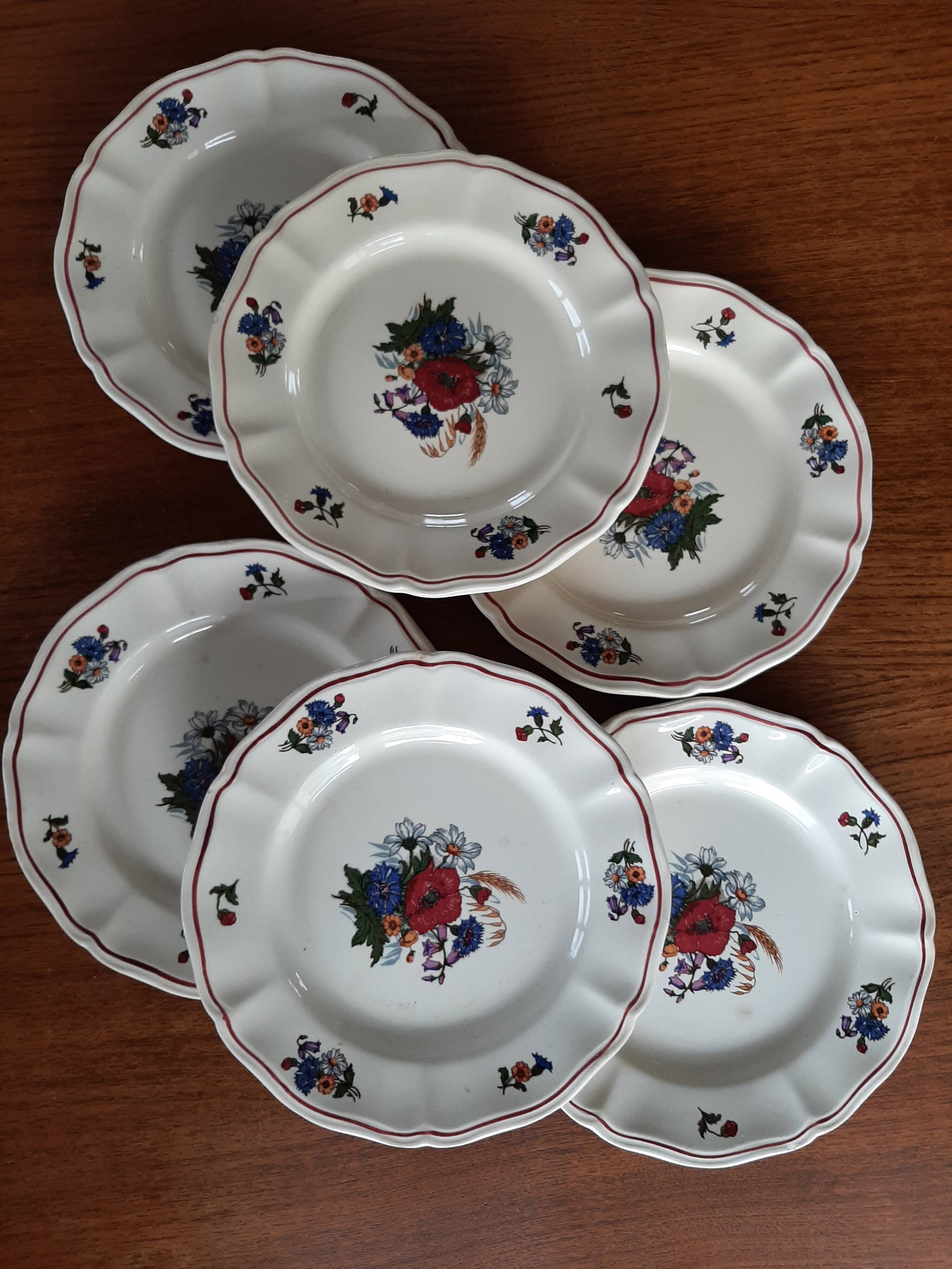 6 vintage Sarreguemines plates
