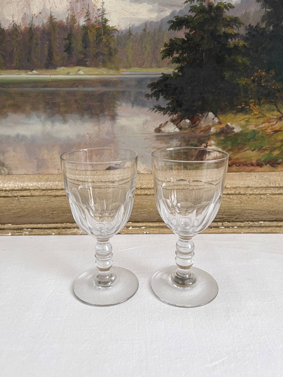 2 old aperitif or port wine glasses from the 19th century