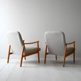 Pair of Scandinavian Mid-Century Oak Armchairs