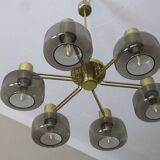 Large brass and glass chandelier by Hans-Agne Jakobsson, Sweden 1960s