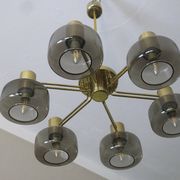 Large brass and glass chandelier by Hans-Agne Jakobsson, Sweden 1960s