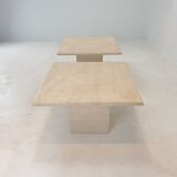 Set of 2 Italian Travertine Coffee or Side Tables, 1980s