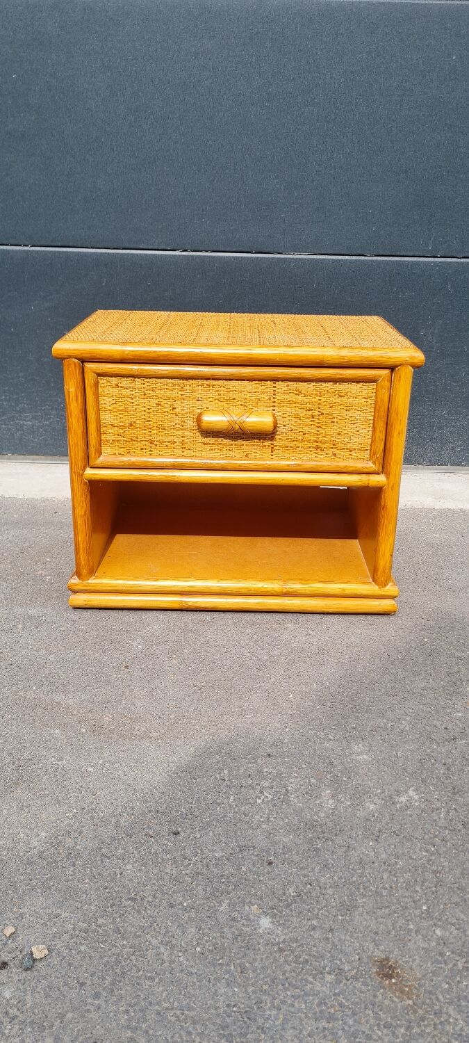 Vintage rattan bedside