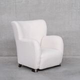 Pair of white boucle danish mid-century armchairs