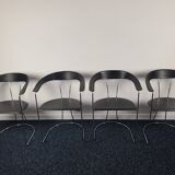 Set of 4 vintage Ursula chairs in black leather, Italian, from Arrben 1980