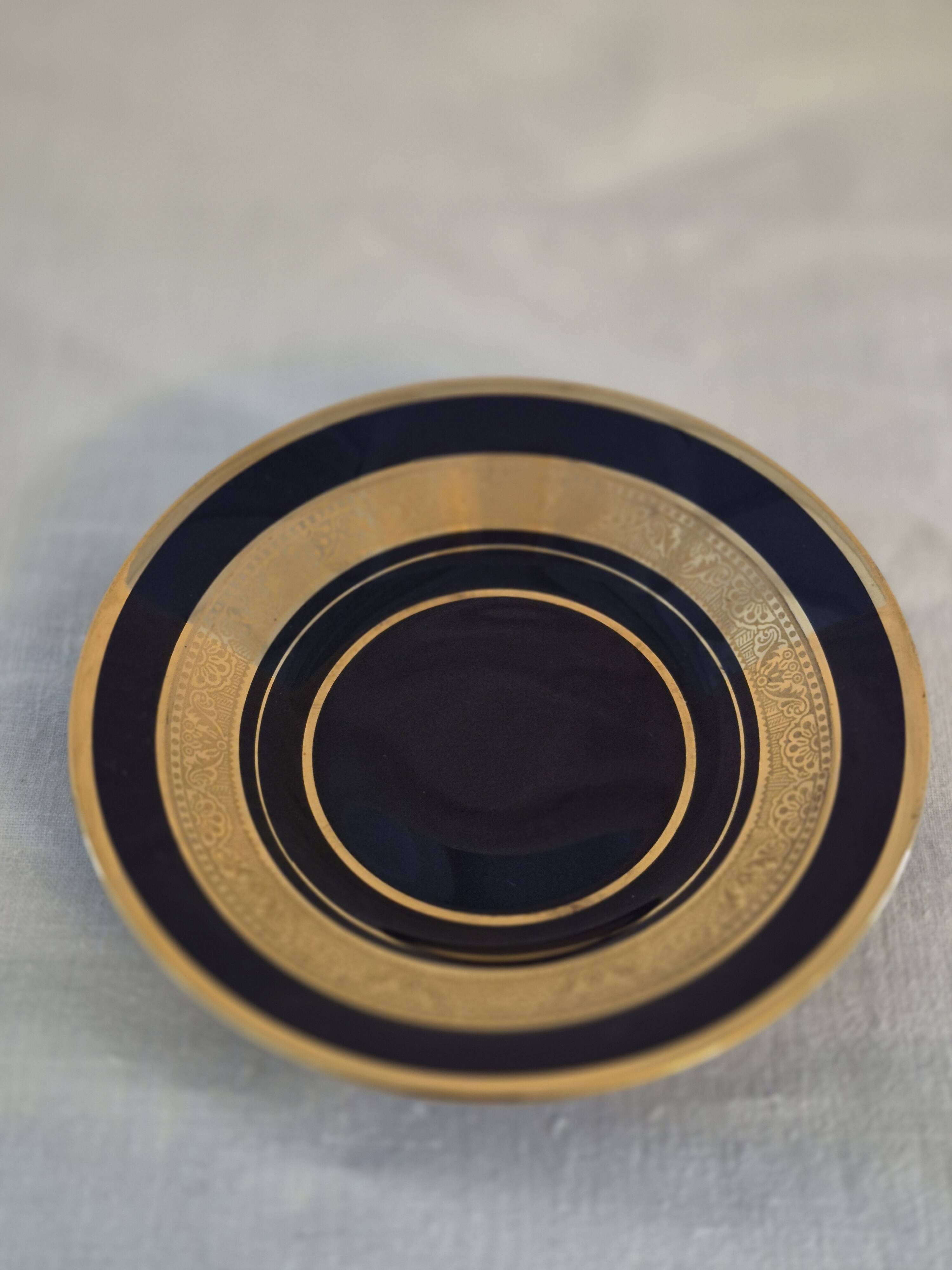 Litron cup porcelain from limoges legle blue from the oven and fine gold a464