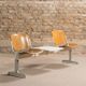 Waiting room bench, with 2 seats and a shelf, signed Castelli