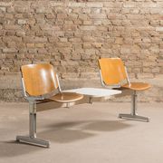 Waiting room bench, with 2 seats and a shelf, signed Castelli