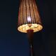 1960s Parker Knoll wooden table lamp with wicker shade, Britain