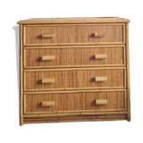 Vintage rattan chest of drawers from the 1970s.