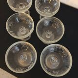 6 Vintage Glass Fruit Bowls Engraved with Fruits
