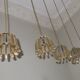 Set of 5 Doria  pendant lights in brass and amber-coloured glass, 1960s