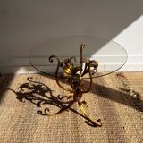 Table d'appoint en laiton avec plateau en verre Hans Kögl Mid Century
