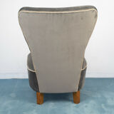 Set of 2 armchairs armchairs wood velvet design 50s vintage modern