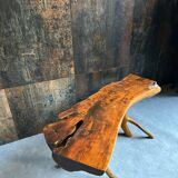 Set (2) old tree trunk tables