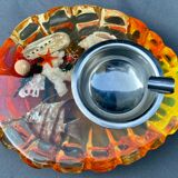 Resin ashtray or altuglas - shell shape, shell inclusion, fish, coral ect