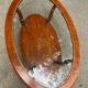 Table basse ovale en bois massif et verre, années 90