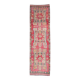 4x12 Vintage Long Wide Vintage Runner, Soft Red Wool Runner Rug, 104x363Cm